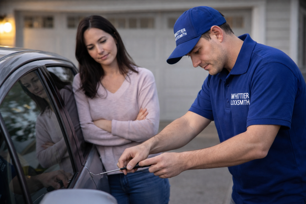 whittier lock & key co. technican helping a customer 
